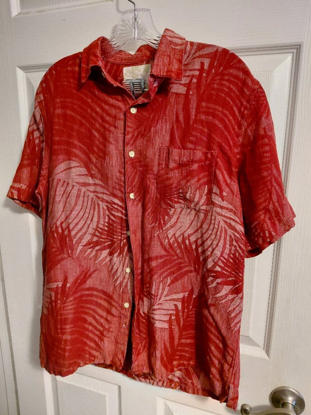 Tasso Elba Island Mens button Up Maroon Shirt, M